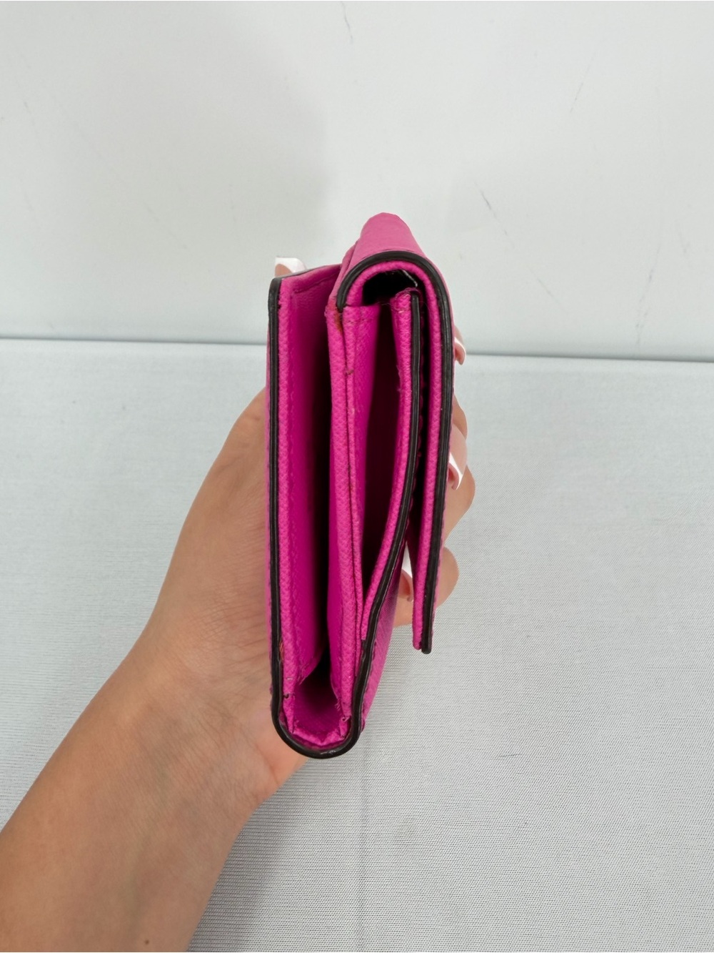 Kate Spade Cedar Street Tavy Saffiano Leather Pink Trifold Wallet Barbiecore - Picture 5 of 15
